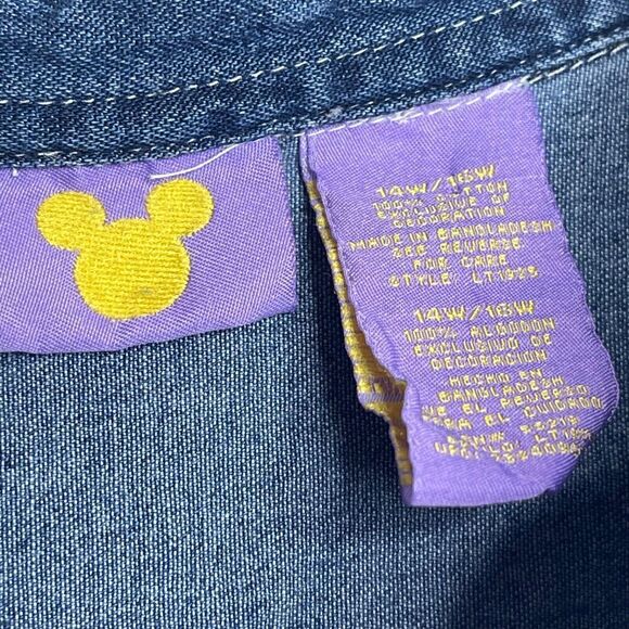 VTG Disney Winnie The Pooh Eeyore Denim Embroidered Sleeveless Shirt 14W Top - Picture 6 of 8